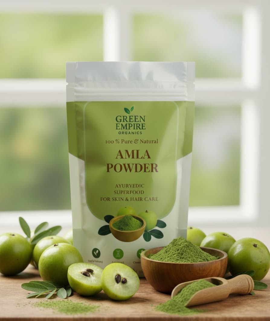 Ayurvedic Hair Cleansing & Growth Kit: Bhringraj, Amla, Reetha & Hibiscus 4 - in - 1 Powder Combo - Green Empire Organics