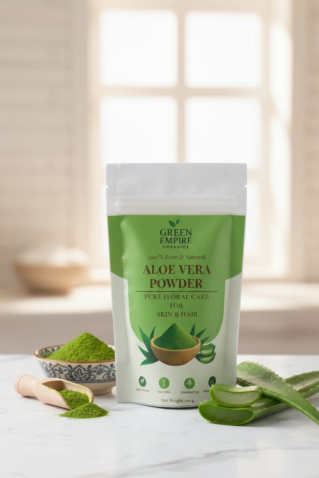 Green Empire Organics – 100% Pure Aloe Vera Powder Soothing • Hydrating • Healing • Ultra - Fine Botanical Care (100 g) - Green Empire Organics
