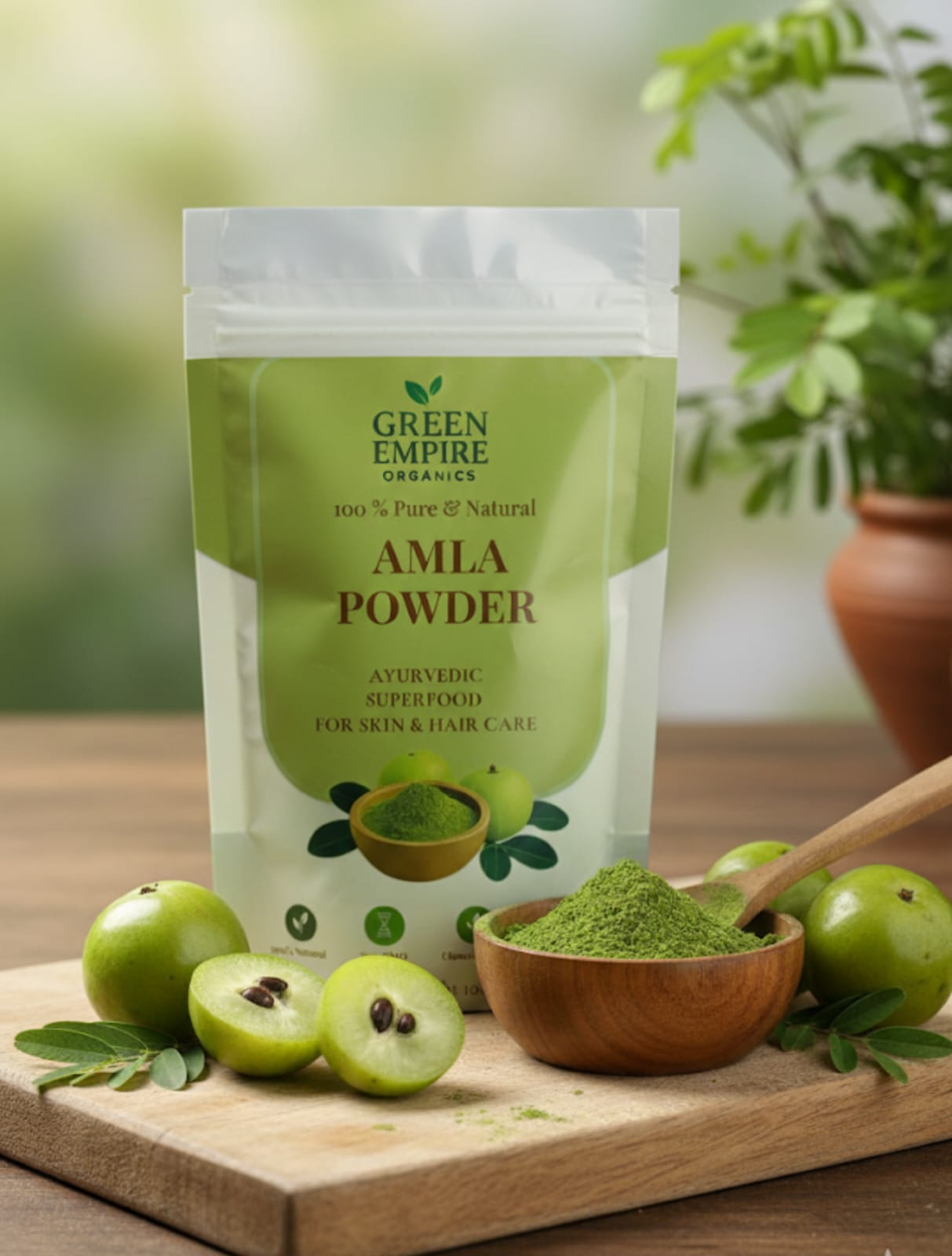 Green Empire Organics – 100% Pure Amla Powder Vitamin C Rich • Hair Strengthening • Skin & Wellness Support (100 g) - Green Empire Organics