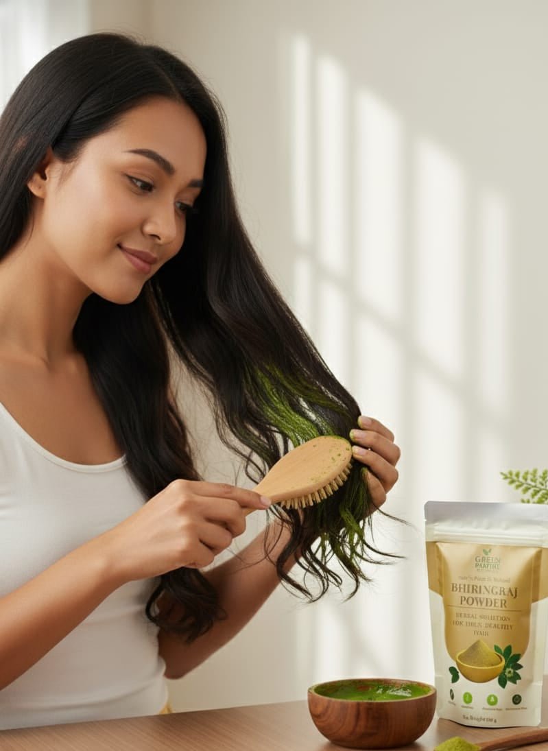 Green Empire Organics – 100% Pure Bhringraj powder Hair Growth • Scalp Nourishment • Ayurvedic Strengthening ( 100 g ) - Green Empire Organics