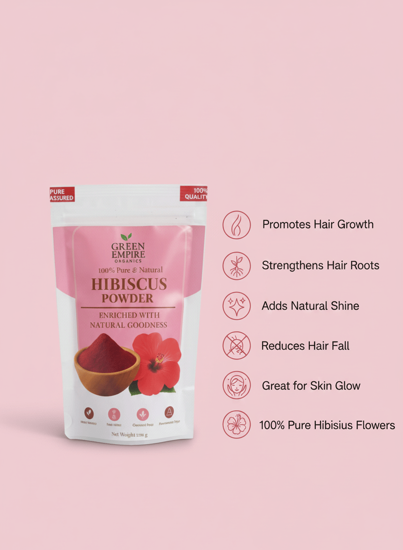 Green Empire Organics – 100% Pure Hibiscus Powder Hair Growth • Scalp Health • Skin Brightening • Ayurvedic Care - Green Empire Organics