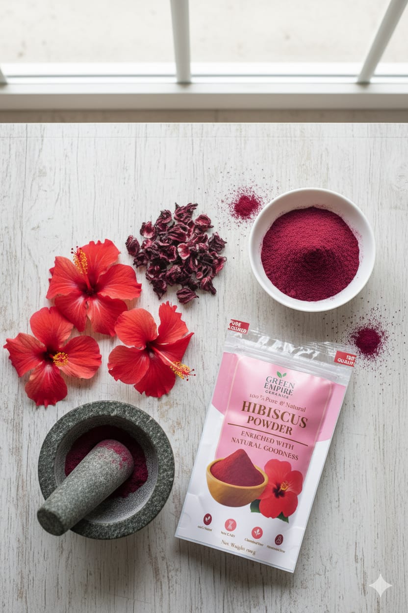 Green Empire Organics – 100% Pure Hibiscus Powder Hair Growth • Scalp Health • Skin Brightening • Ayurvedic Care - Green Empire Organics