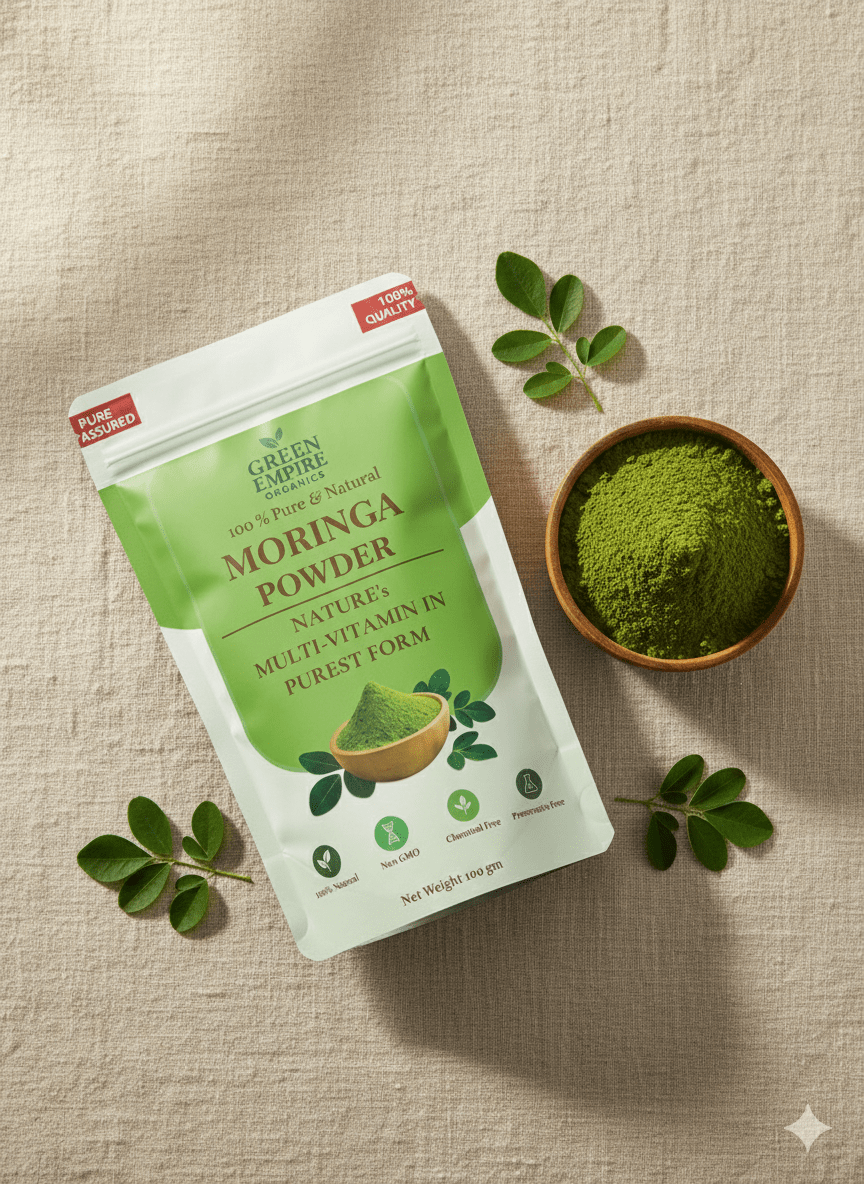 Green Empire Organics – 100% Pure Moringa Leaf Powder Superfood Nutrition • Immunity Boost • Daily Wellness Support (100 g) - Green Empire Organics