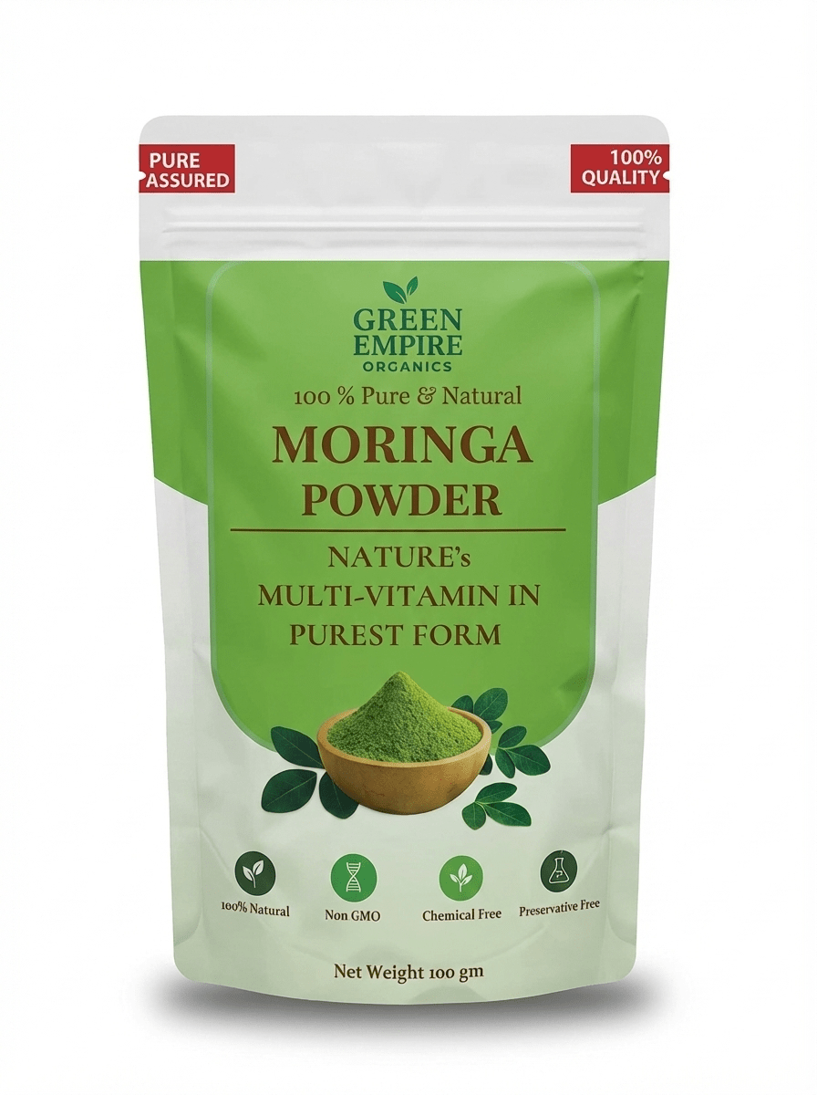 Green Empire Organics – 100% Pure Moringa Leaf Powder Superfood Nutrition • Immunity Boost • Daily Wellness Support (100 g) - Green Empire Organics