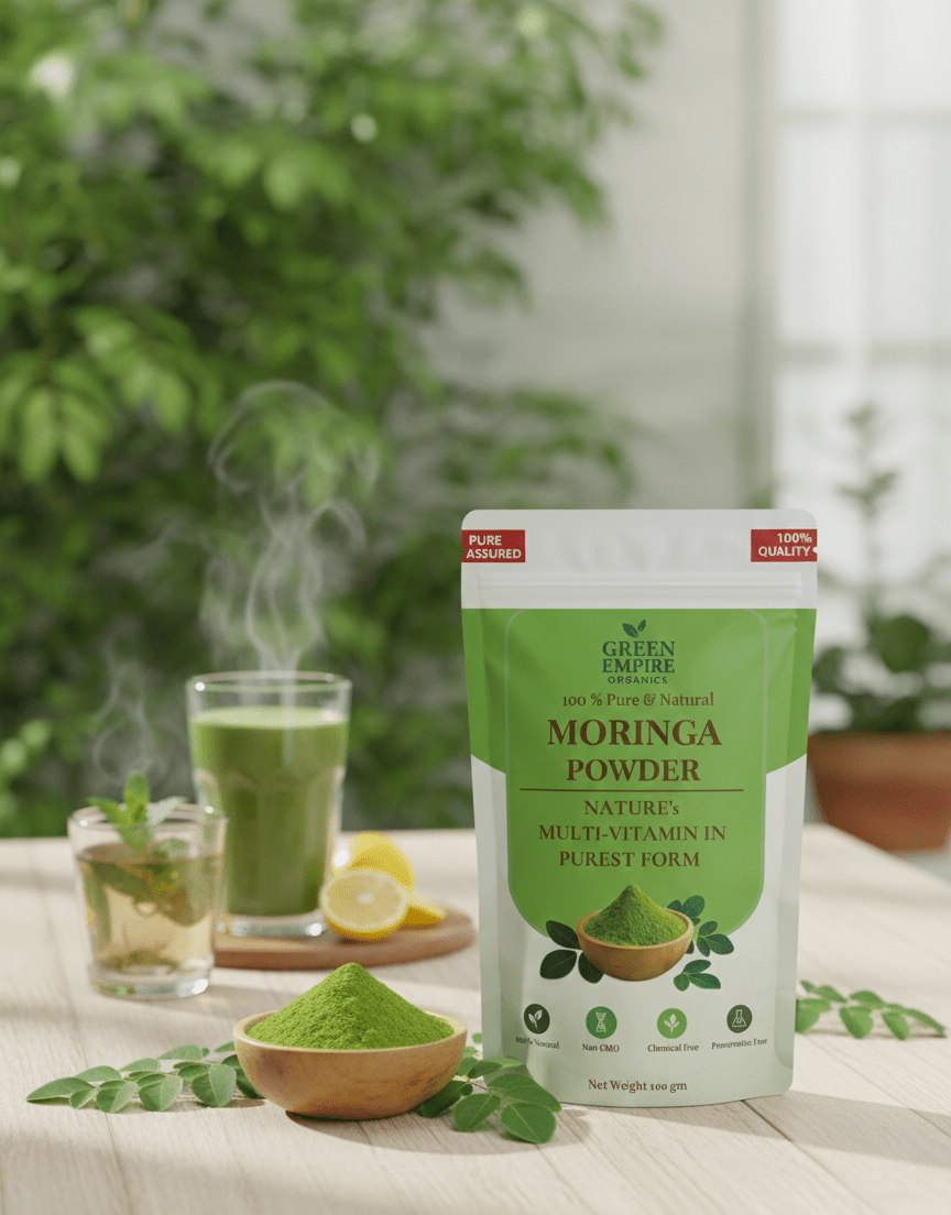 Green Empire Organics – 100% Pure Moringa Leaf Powder Superfood Nutrition • Immunity Boost • Daily Wellness Support (100 g) - Green Empire Organics