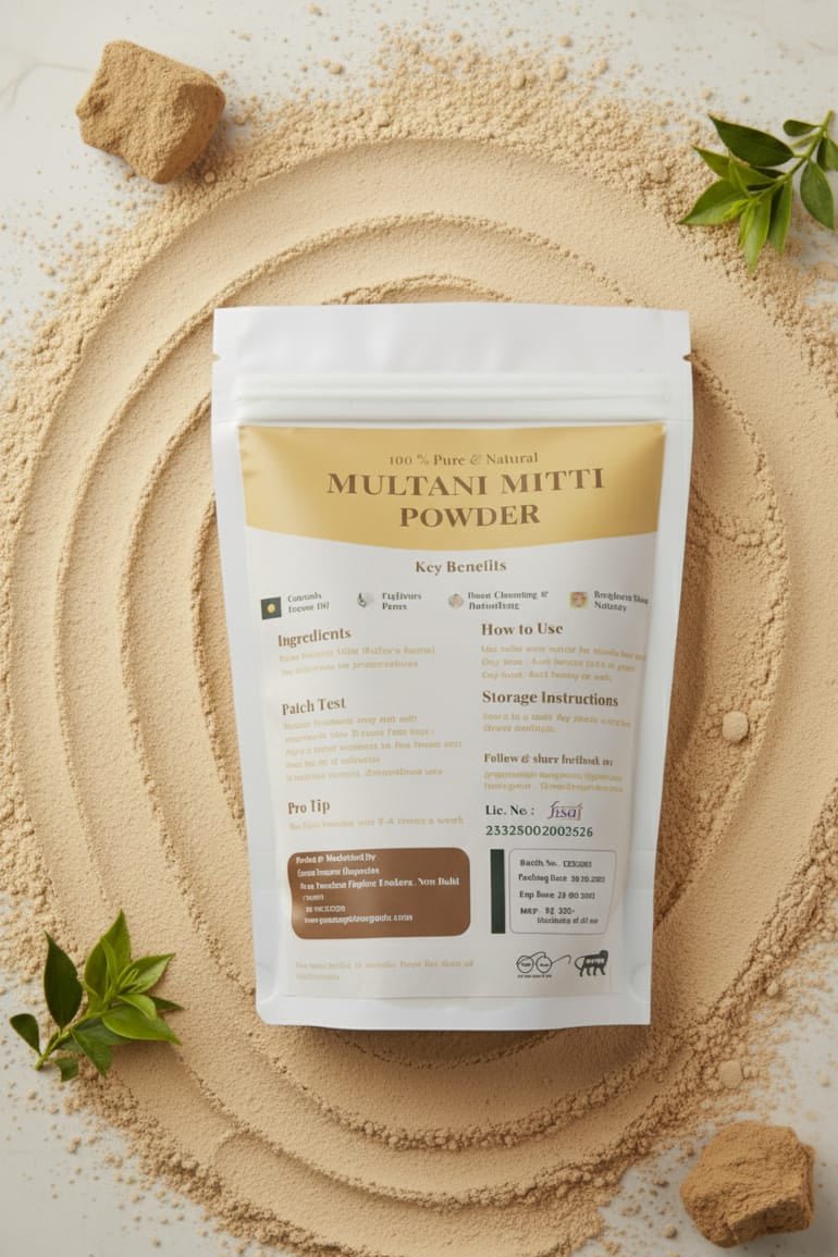 Green Empire Organics – 100% Pure Multani Mitti (Fuller’s Earth Clay) Deep - Cleansing | Brightening | Pore - Refining | Mineral - Rich Natural Face & Hair Care (400 g) - Green Empire Organics