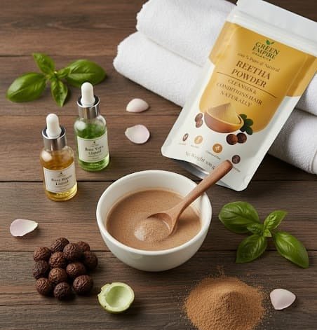 Green Empire Organics – 100% Pure Reetha (Soapnut) Powder Natural Hair Cleanser • Gentle Foaming • Ayurvedic Care (100 g) - Green Empire Organics