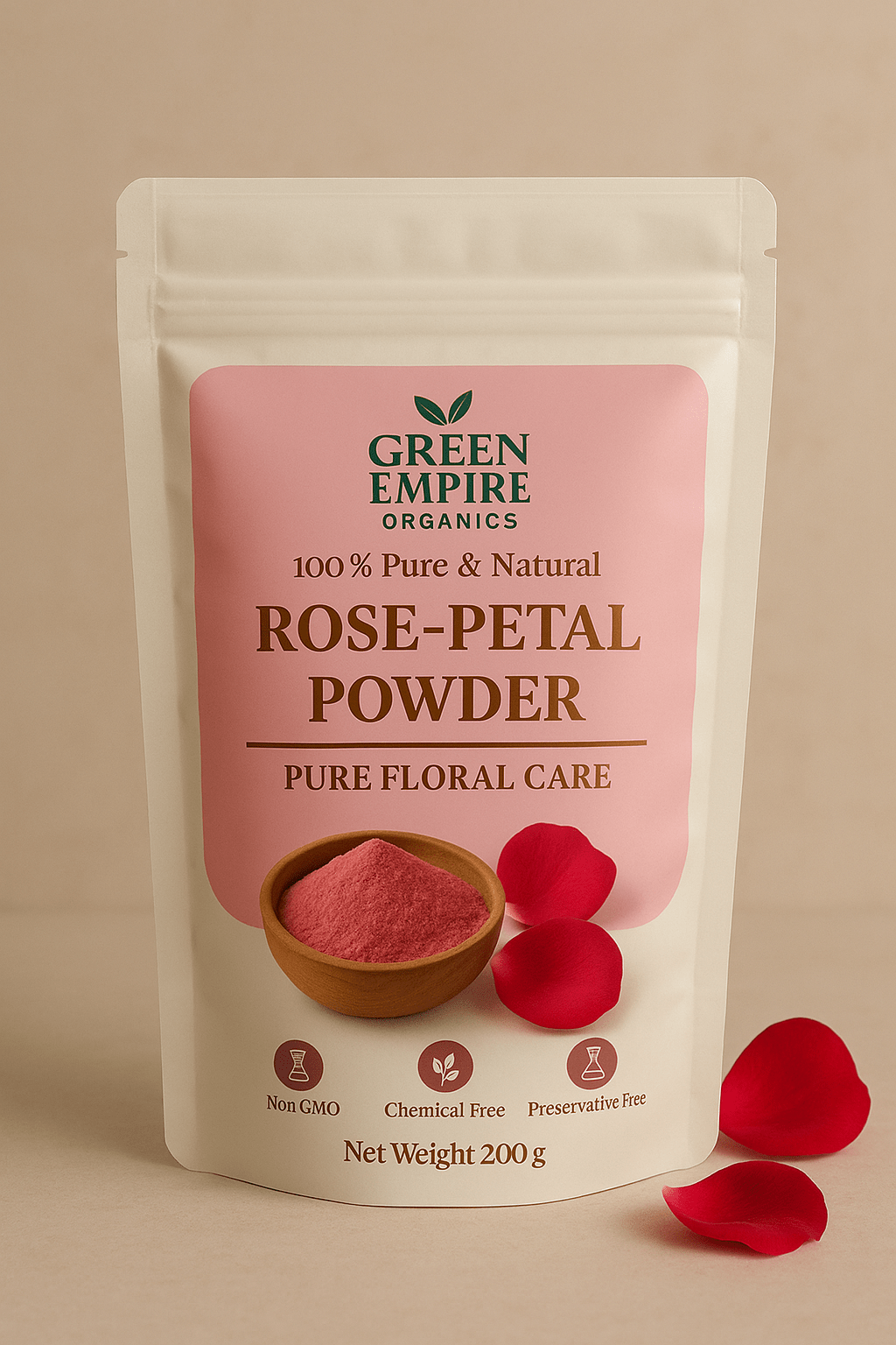 Green Empire Organics – 100% Pure Rose Petal Powder Brightening • Soothing • Anti - Aging • Natural Glow Enhancer (100 g ) - Green Empire Organics